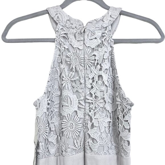 NWT LULUS Love Poem Gray Halter Gown Crocheted Lace Bodice - Picture 9 of 11